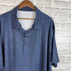 Maelreg Performance Polo Navy Blue Tropical AOP Golf Polo Mens 4XL Stretch